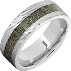 Serinium® Ring with Green Dinosaur Bone Inlay