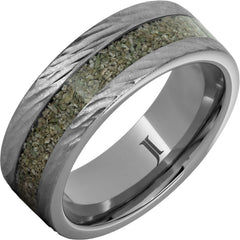 Rugged Tungsten™ Ring with Green Dinosaur Bone Inlay