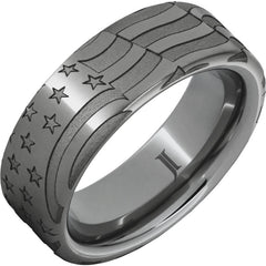 Old Glory - Rugged Tungsten™ Men's Ring with American Flag Engraving