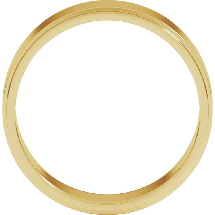 14K Yellow Gold 6 mm Stepped-Edge Flat Band Size 8