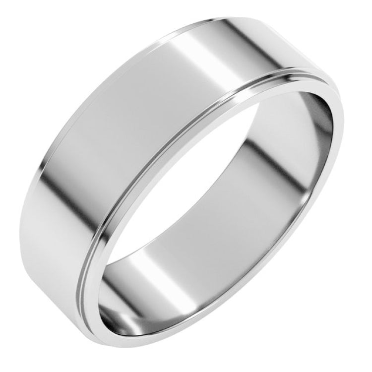 Sterling Silver 6 mm Stepped-Edge Flat Band Size 9