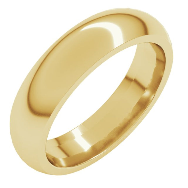 14K Yellow Gold 4.5 mm Comfort-Fit Half Round Band Size 9