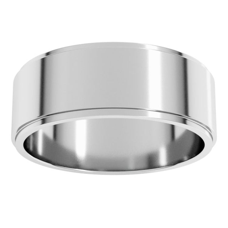 10K White Gold 7 mm Stepped-Edge Flat Band Size 12.5