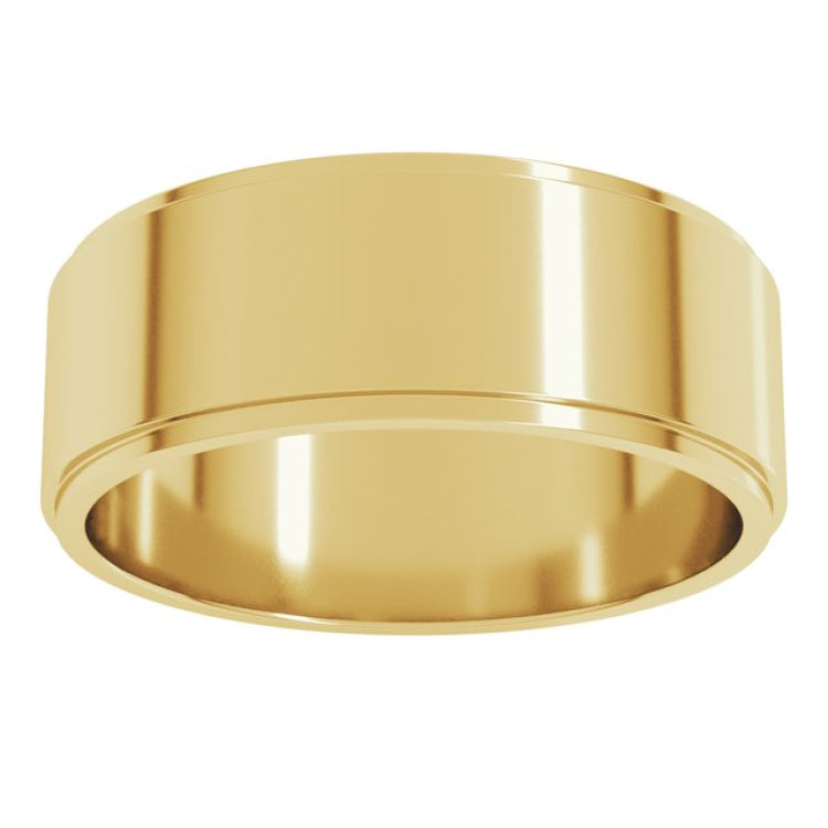 14K Yellow Gold 7 mm Stepped-Edge Flat Band Size 9.5