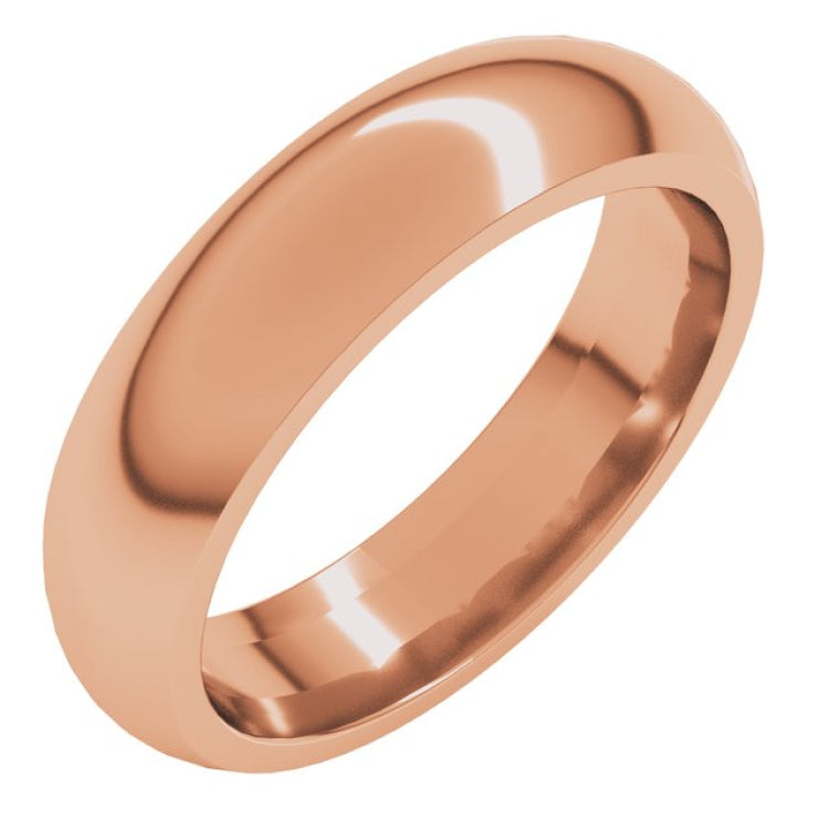 18K Rose Gold 5 mm Comfort-Fit Half Round Band Size 8