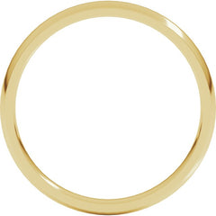 14K Yellow Gold 2.5 mm Lightweight Comfort-Fit Half Round Band Size 5