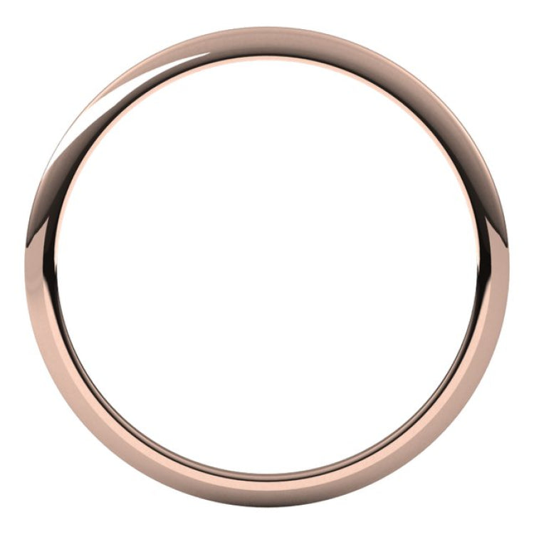 14K Rose Gold 1 mm Half Round Band Size 7.5