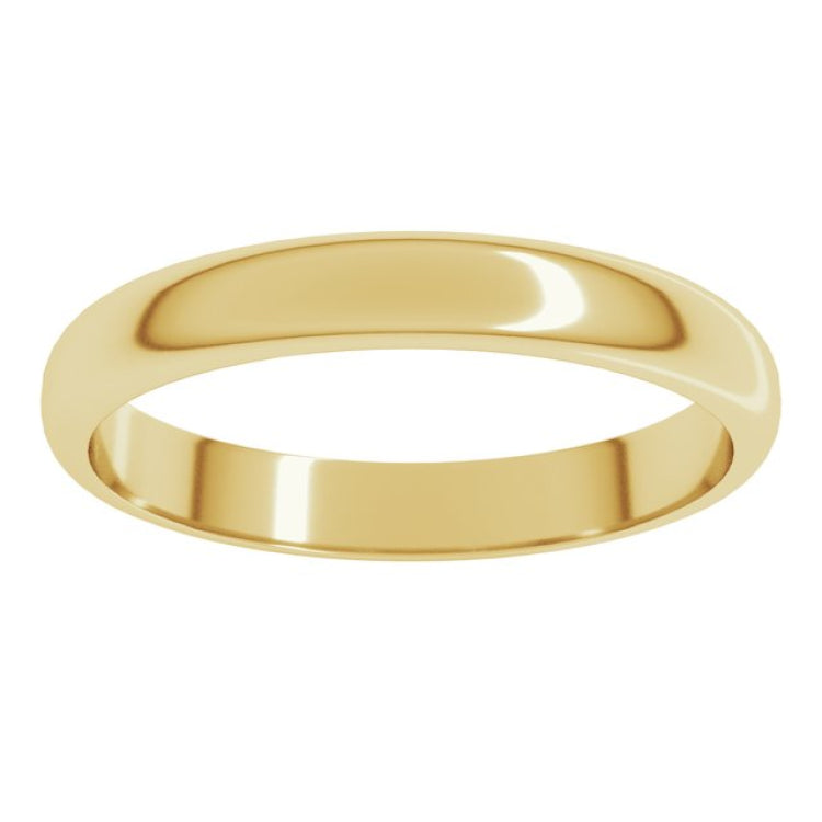 14K Yellow Gold 3 mm Half Round Band Size 11