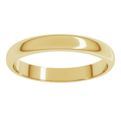 14K Yellow Gold 3 mm Half Round Band Size 11