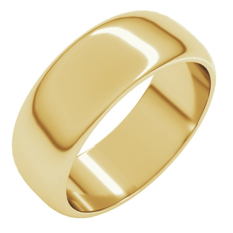 14K Yellow Gold 7 mm Half Round Band Size 7