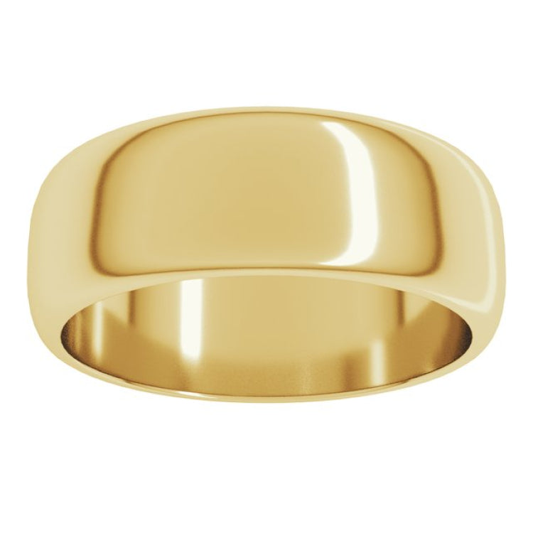 14K Yellow Gold 7 mm Half Round Band Size 7