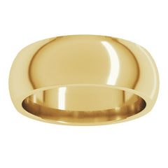 14K Yellow Gold 7 mm Comfort-Fit Half Round Band Size 11