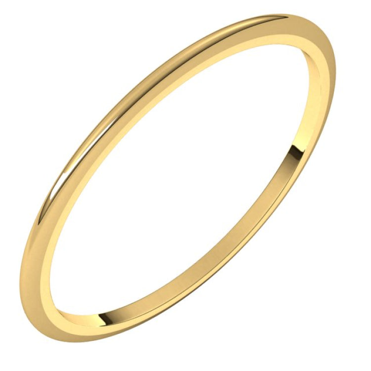 14K Yellow Gold 1 mm Half Round Band Size 5.5