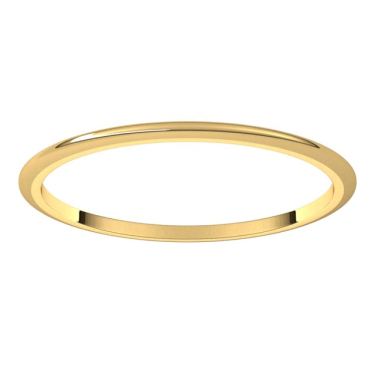 14K Yellow Gold 1 mm Half Round Band Size 3.5