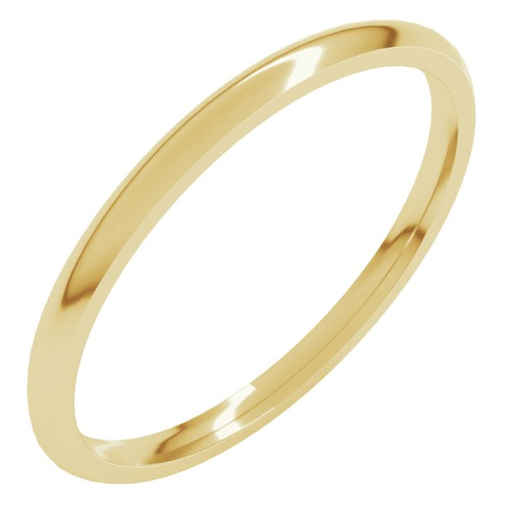 14K Yellow Gold 1.5 mm Lightweight Comfort-Fit Half Round Band Size 5