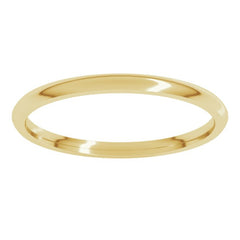 14K Yellow Gold 1.5 mm Lightweight Comfort-Fit Half Round Band Size 5