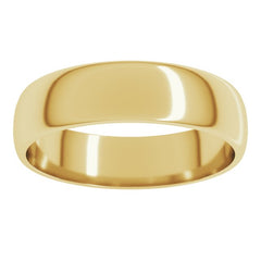 10K Yellow Gold 5 mm Lightweight Half Round Band Size 11