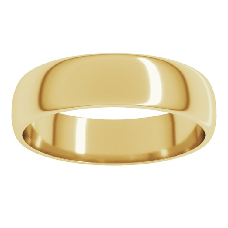 14K Yellow Gold 5 mm Lightweight Half Round Band Size 12