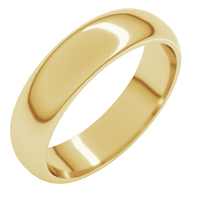 18K Yellow Gold 5 mm Half Round Band Size 11.5