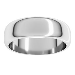 14K White Gold 6 mm Half Round Band Size 8.5