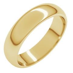 14K Yellow Gold 5 mm Half Round Band Size 8.5