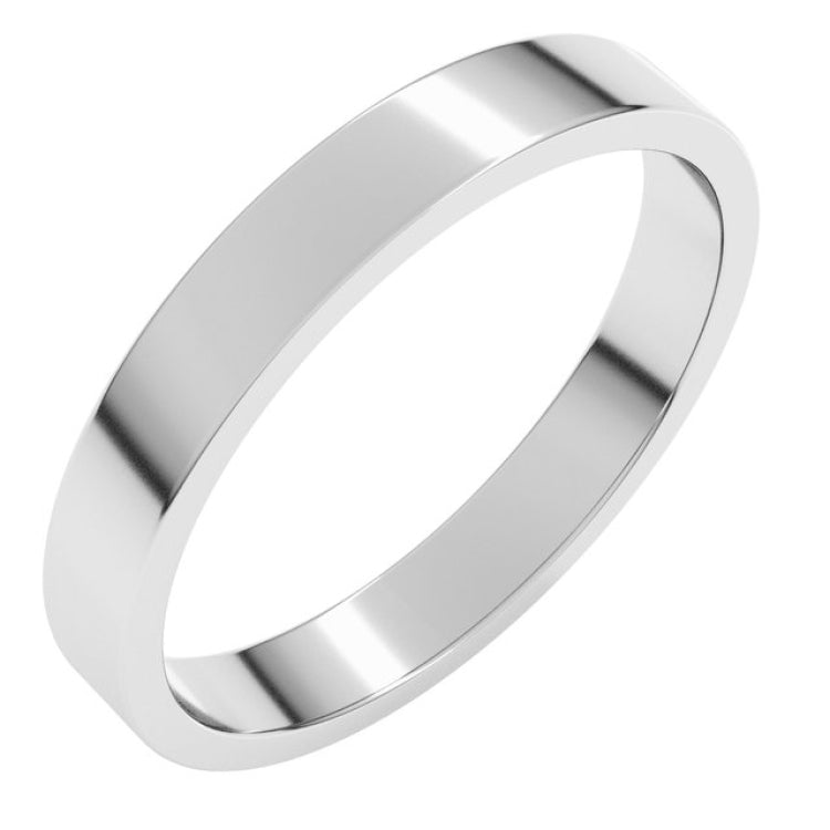 10K White Gold 3 mm Flat Band Size 8