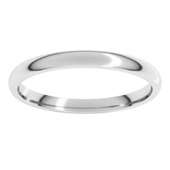 14K White Gold 2 mm Lightweight Comfort-Fit Half Round Band Size 7.5