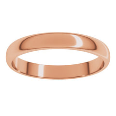 10K Rose Gold 3 mm Lightweight Half Round Band Size 6.5