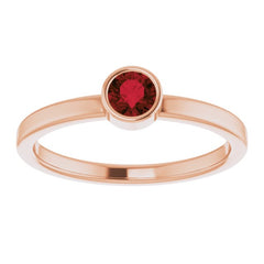 14K Rose Gold 4 mm Natural Mozambique Garnet Ring