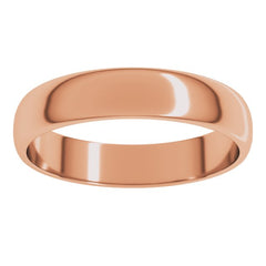 10K Rose Gold 4 mm Lightweight Half Round Band Size 4.5