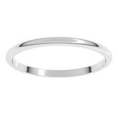 14K White Gold 1.5 mm Lightweight Half Round Band Size 10