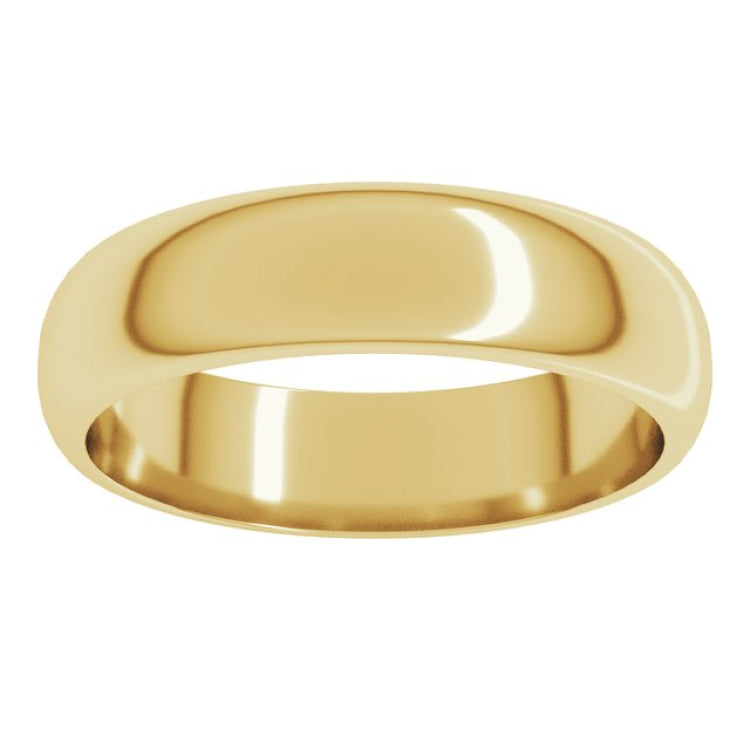 10K Yellow Gold 5 mm Half Round Band Size 11