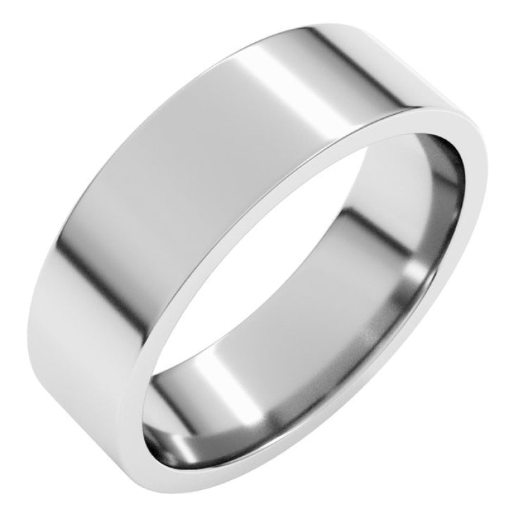 14K White Gold 6 mm Lightweight Comfort-Fit Flat Band Size 7.5