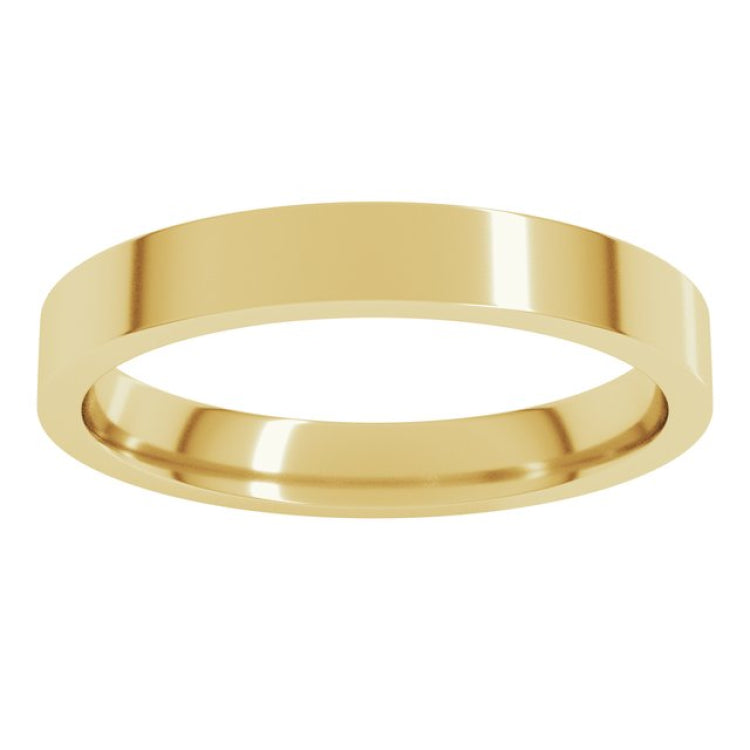 14K Yellow Gold 3 mm Flat Comfort Fit Light Band Size 7.5
