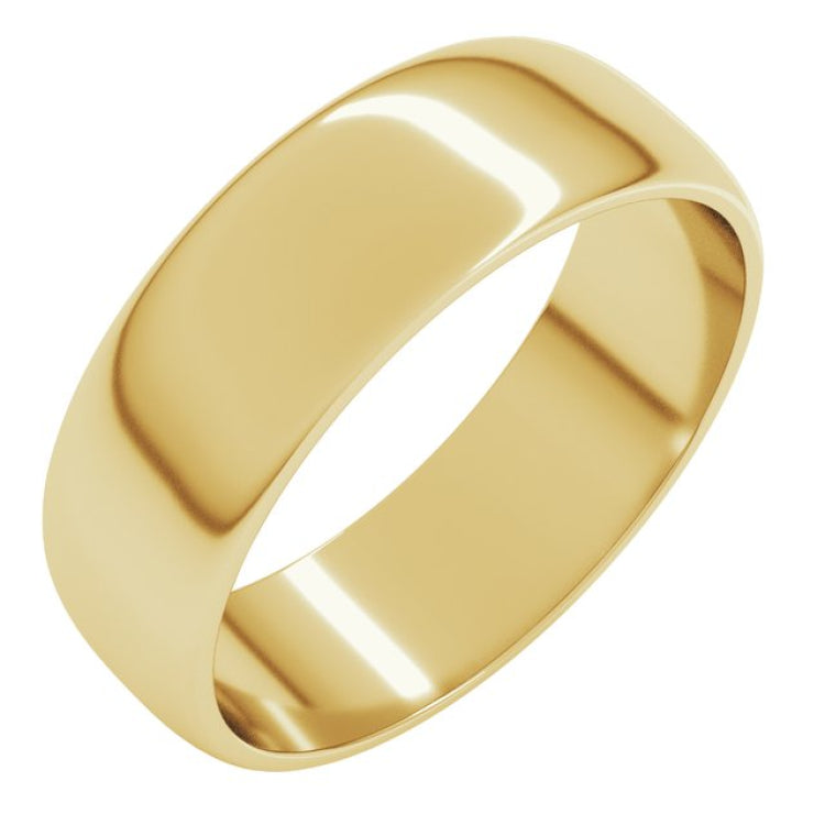 14K Yellow Gold 6 mm Lightweight Half Round Band Size 7