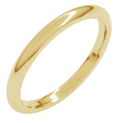 14K Yellow Gold 2 mm Comfort-Fit Half Round Band Size 9