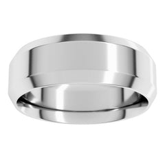 14K White Gold 7 mm Beveled-Edge Comfort-Fit Flat Band Size 8.5