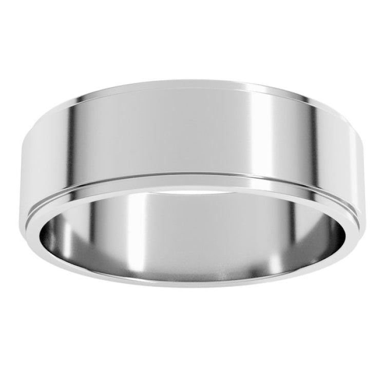Platinum 6 mm Stepped-Edge Flat Band Size 9