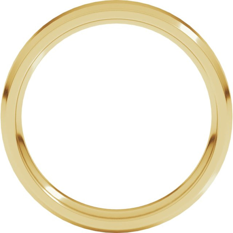 18K Yellow Gold 4 mm Beveled-Edge Comfort-Fit Flat Band Size 8