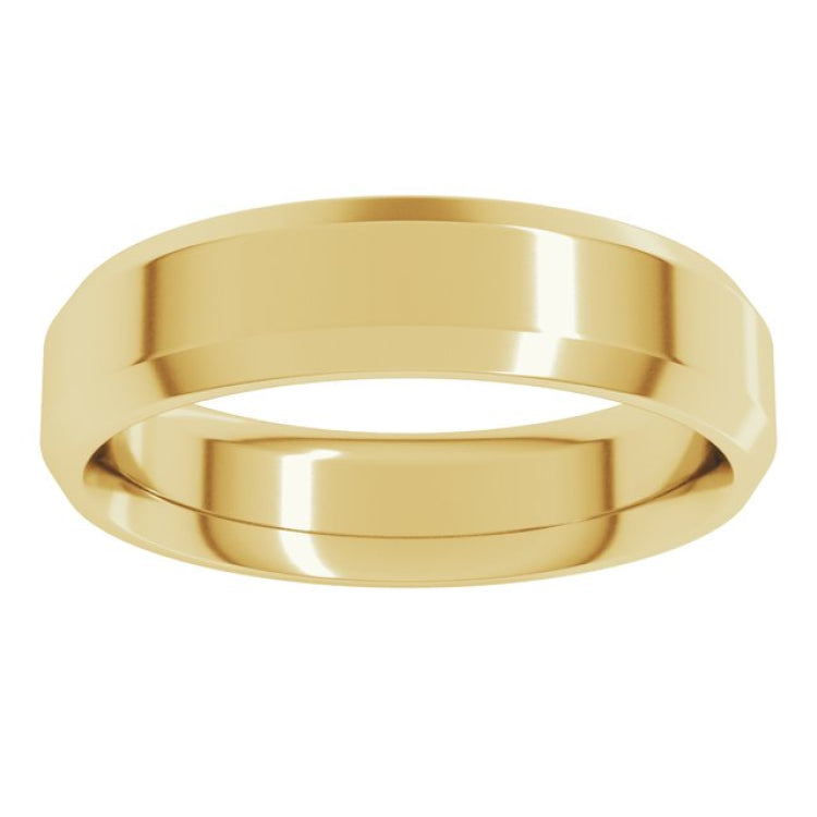 14K Yellow Gold 5 mm Beveled-Edge Comfort-Fit Flat Band Size 7.5