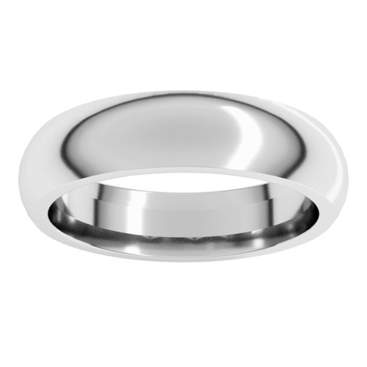 10K White Gold 5 mm Comfort-Fit Half Round Band Size 9.5