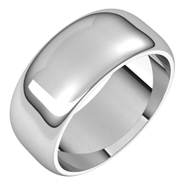 10K White Gold 8 mm Half Round Band Size 8.5