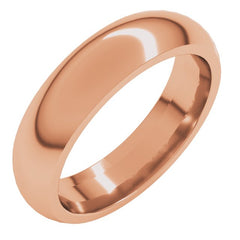14K Rose Gold 5 mm Comfort-Fit Half Round Band Size 6.5