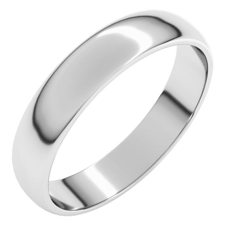 14K White Gold 4 mm Lightweight Half Round Band Size 10