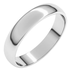 14K White Gold 4 mm Lightweight Half Round Band Size 10