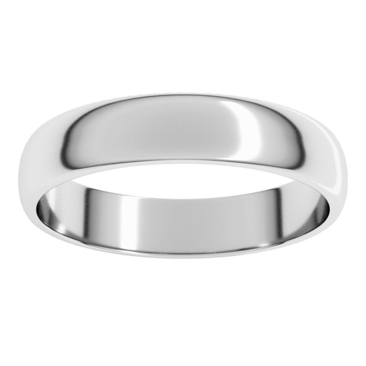 14K White Gold 4 mm Lightweight Half Round Band Size 10