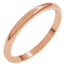 14K Rose Gold 2 mm Half Round Band Size 8