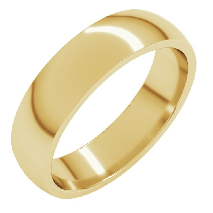 18K Yellow Gold 5 mm Lightweight Comfort-Fit Half Round Band Size 8
