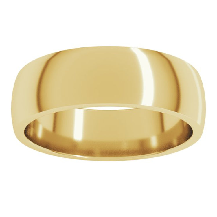 18K Yellow Gold 6 mm Lightweight Comfort-Fit Half Round Band Size 9