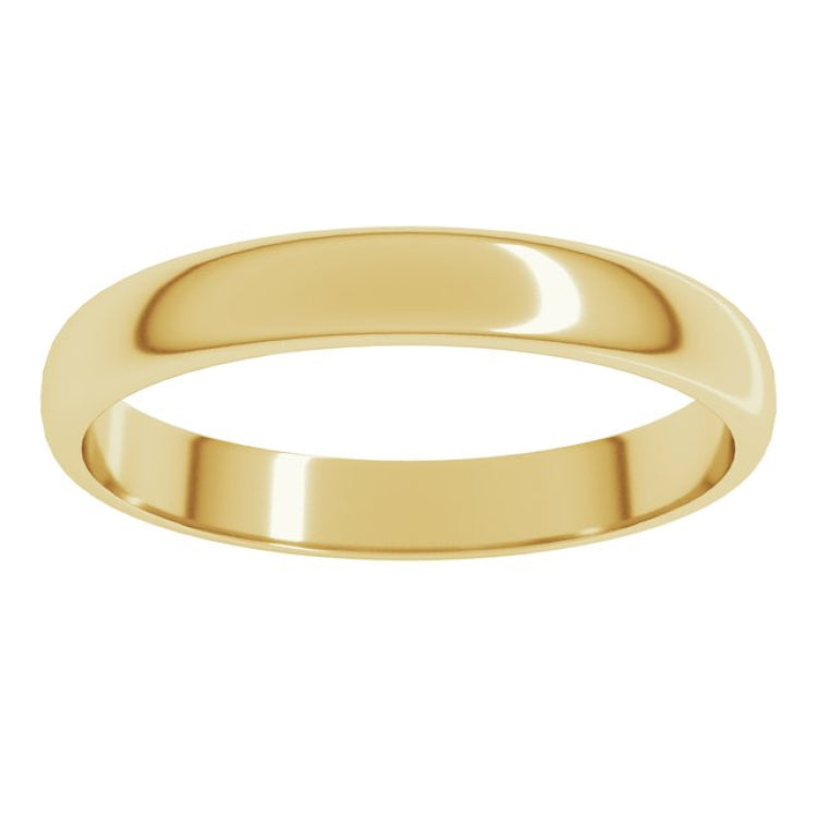 14K Yellow Gold 3 mm Lightweight Half Round Band Size 5.5